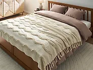Kuscheldecke KHARI Baumwolle 150 x 200 cm Hellbeige_1067476