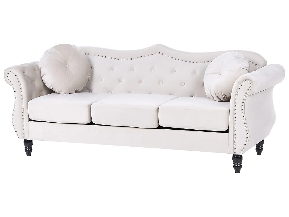 Sofa dla 3 osób SKIEN Welur Jasnobeżowy_1170453