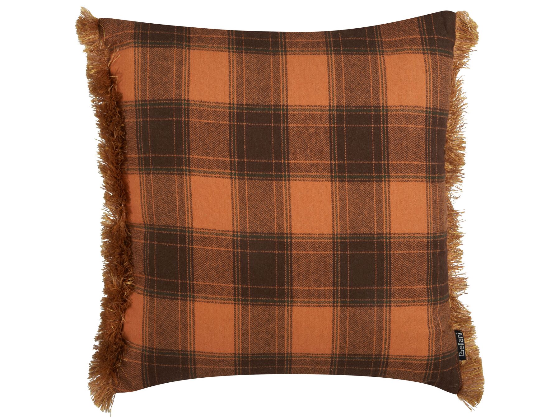 Fringed Cushion Chequered Pattern 45 x 45 cm Orange BARJA_902658