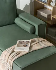 Corner Sofa Bed 3 Seater EDANE with Storage Fabric Light Green Left Hand_1057282
