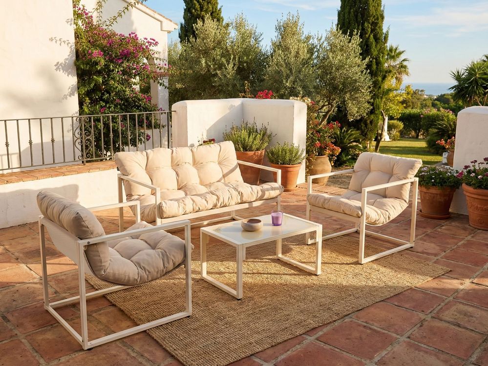 Set da giardino con tavolo 4 posti GARDA Metallo Beige