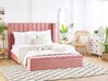 Zamatová posteľ s úložným priestorom 160 x 200 cm ružová NOYERS_774350