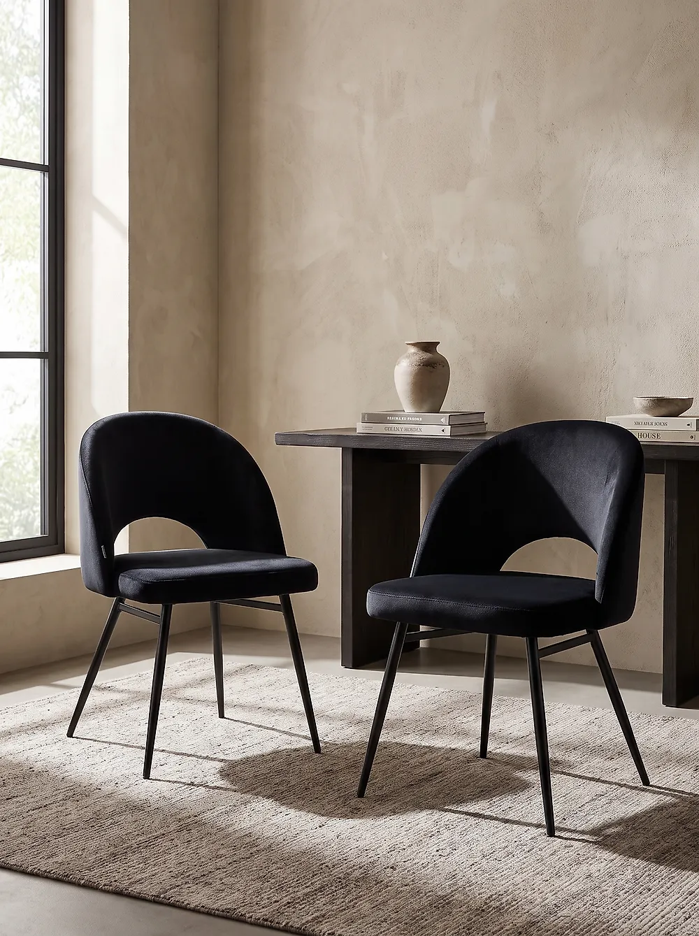 Set of 2 Dining Chairs ONAGA Boucle Black_1175147