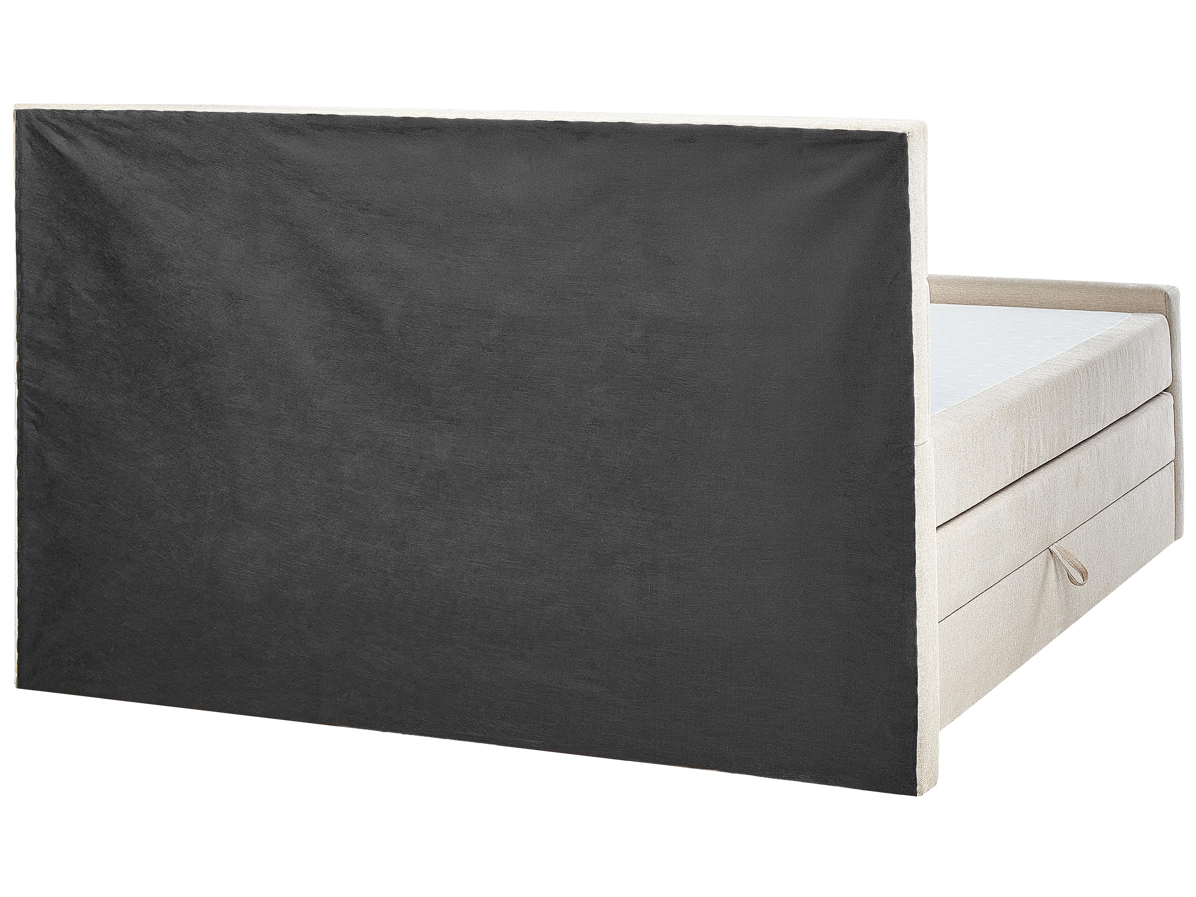 Lit boxspring avec rangement ARISTOCRAT Tissu Beige clair 180 x 200 cm_873780