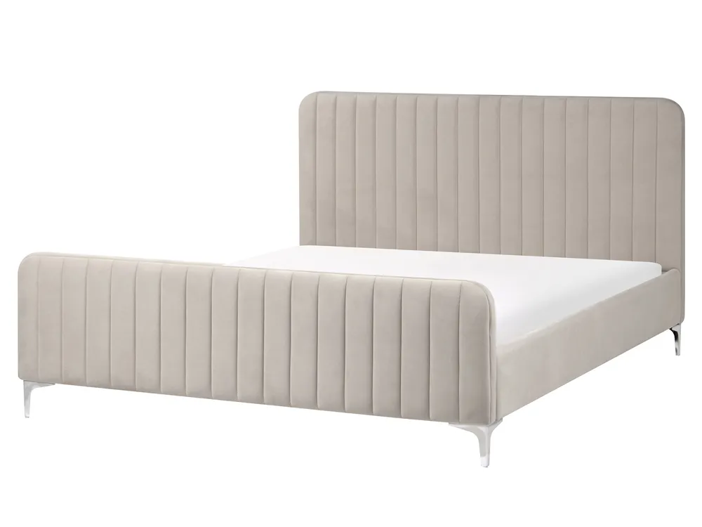 Letto contenitore rete a doghe tessuto beige 160 x 200 cm in Italia