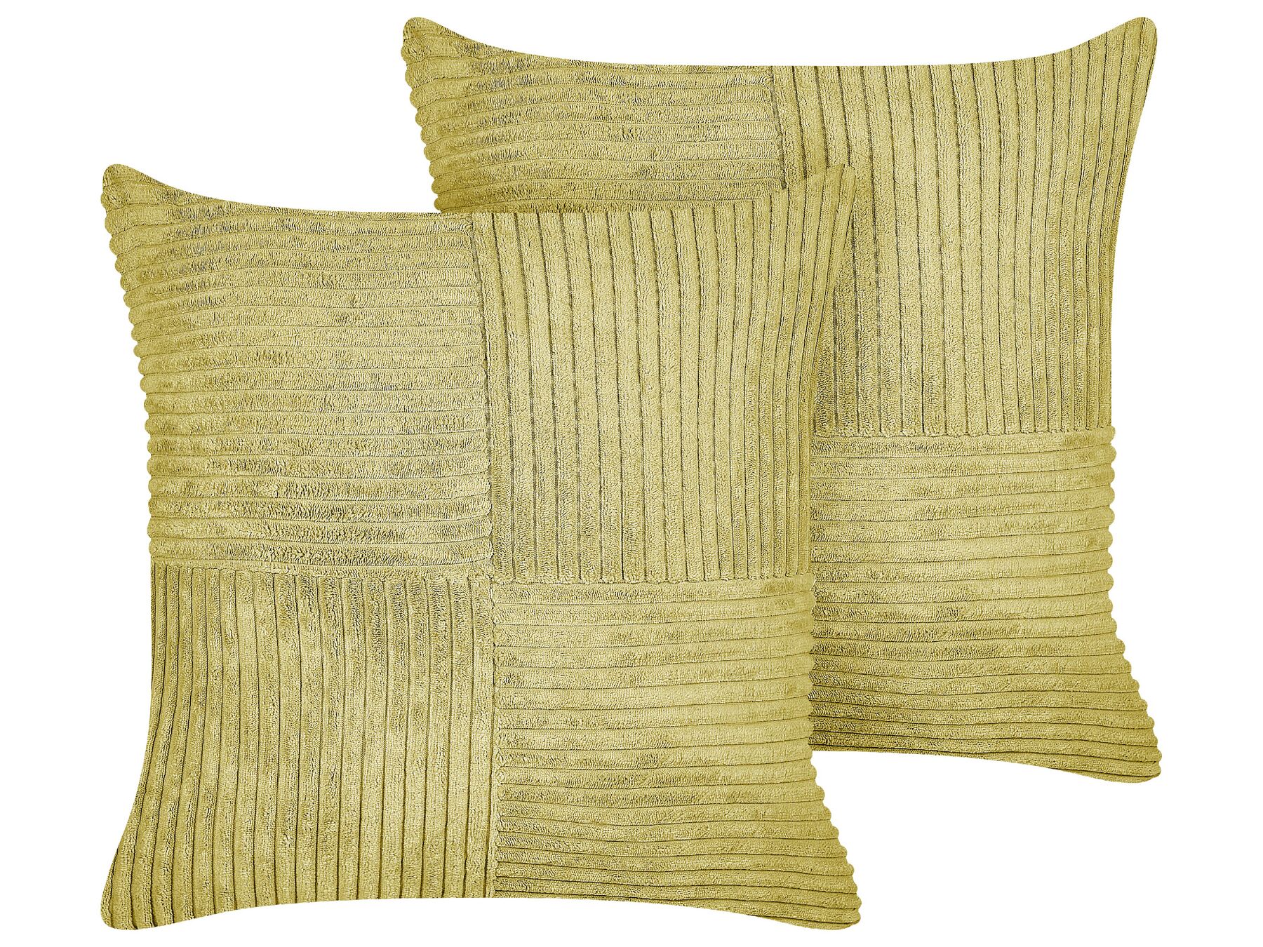 Lot de 2 coussins en velours côtelé vert 43 x 43 cm MILLET_854666