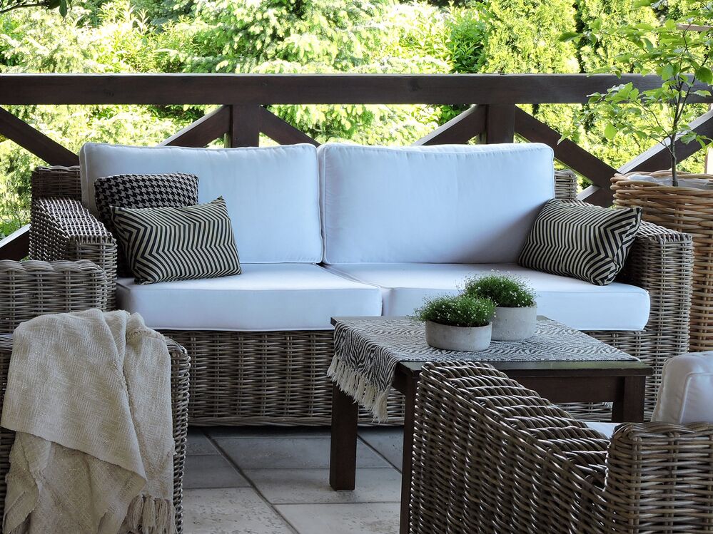 2 Seater Rattan Garden Sofa Natural ARDEA Beliani