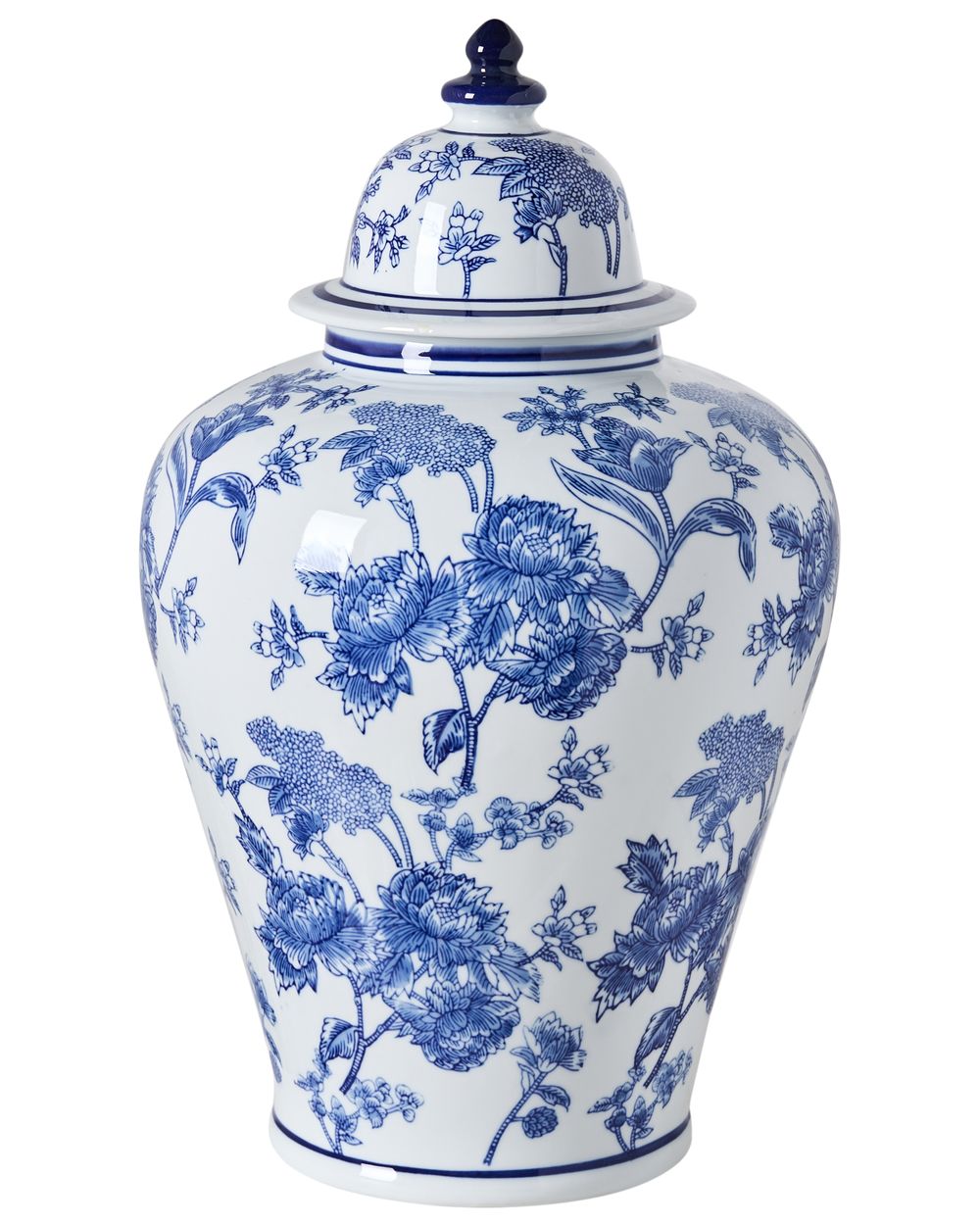 Lidded Vase ALFARO 46 cm Porcelain White/ Blue