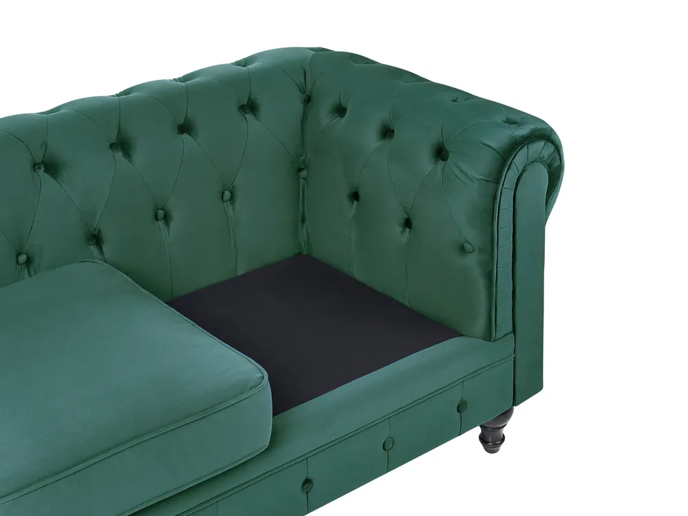 Living Room Set 4 Seater CHESTERFIELD Velvet Emerald Green_1038549