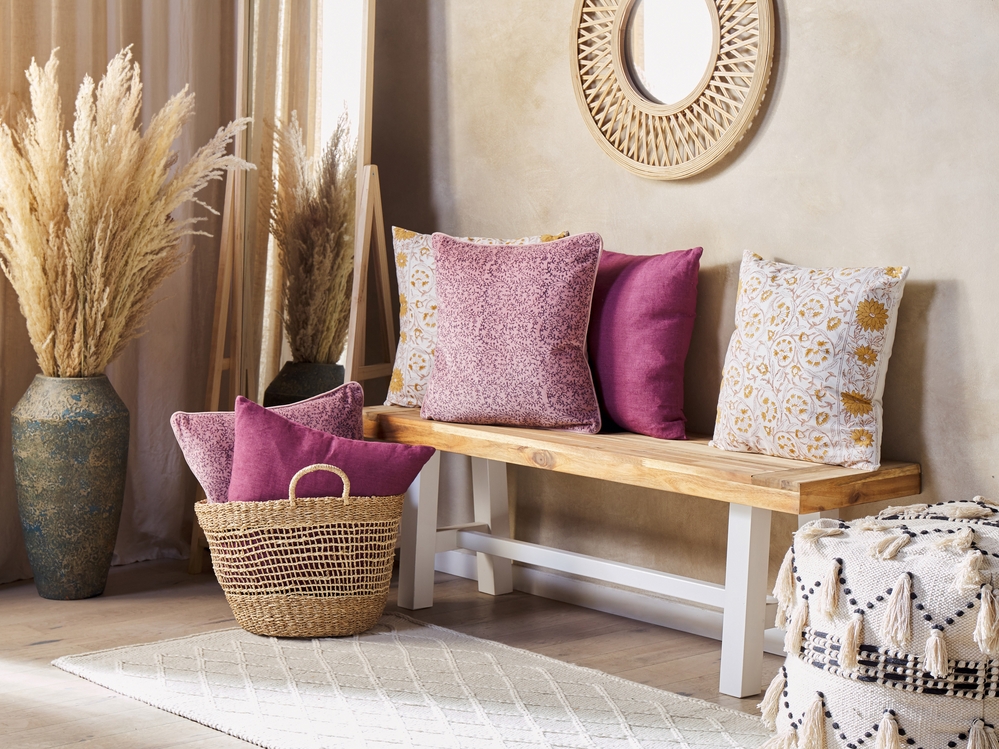 Pink and purple cushions top