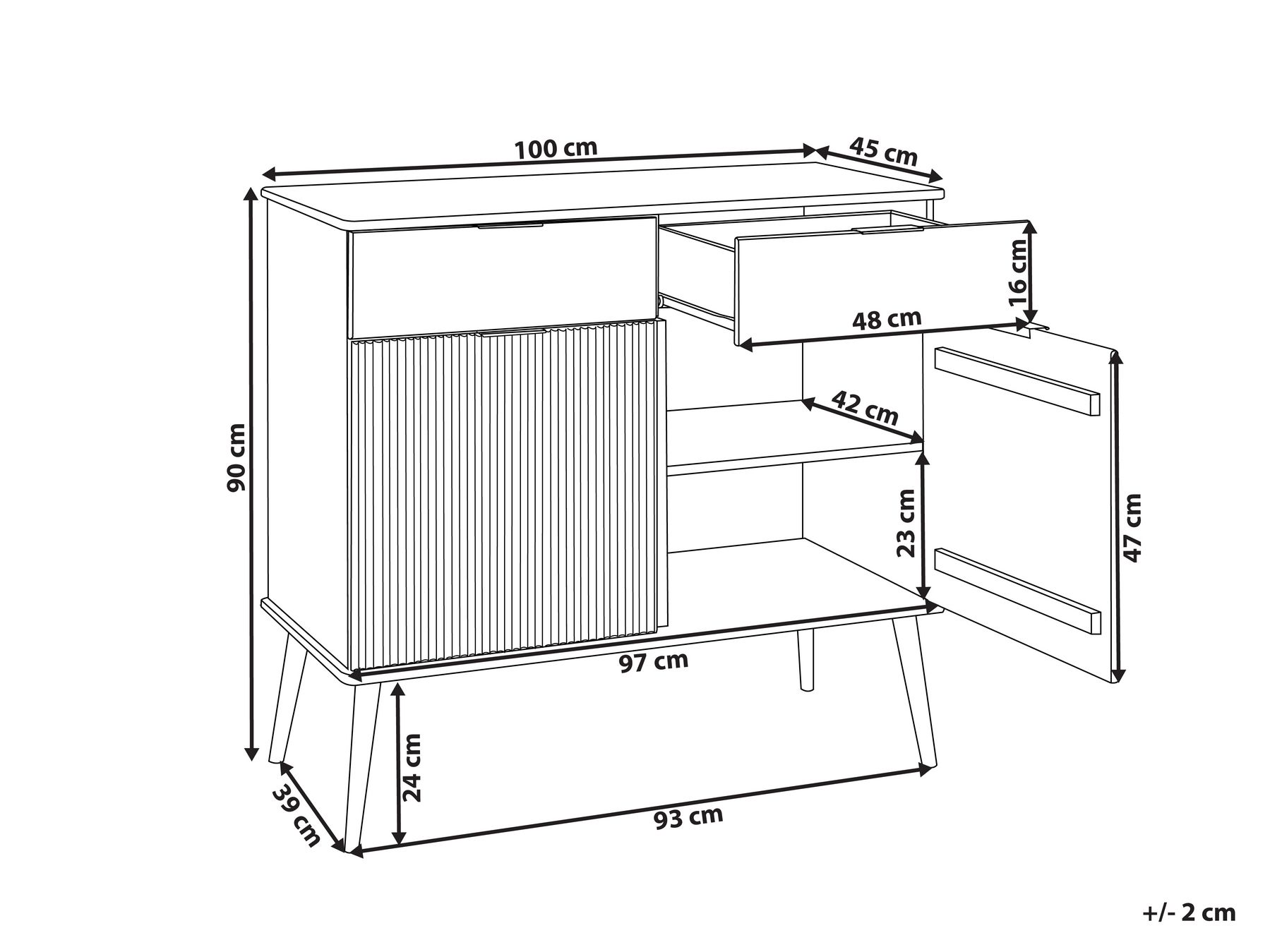 Pine Wood 2 Door Sideboard Light TIMMINS_936947