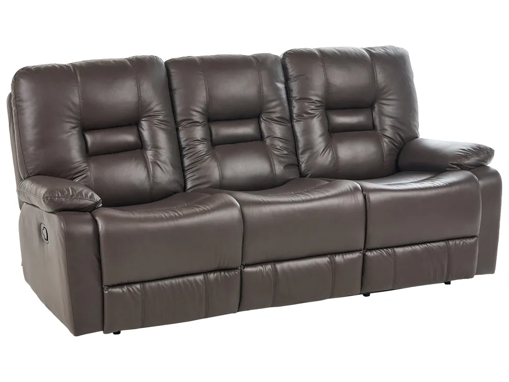 Manual Recliner Sofa 3 Seater BERGEN Faux Leather Brown_681547