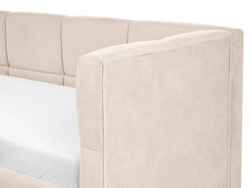 Daybed Fabric JACOU 90 x 200 cm (EU Single) with Storage Right Hand Light Beige_1092726