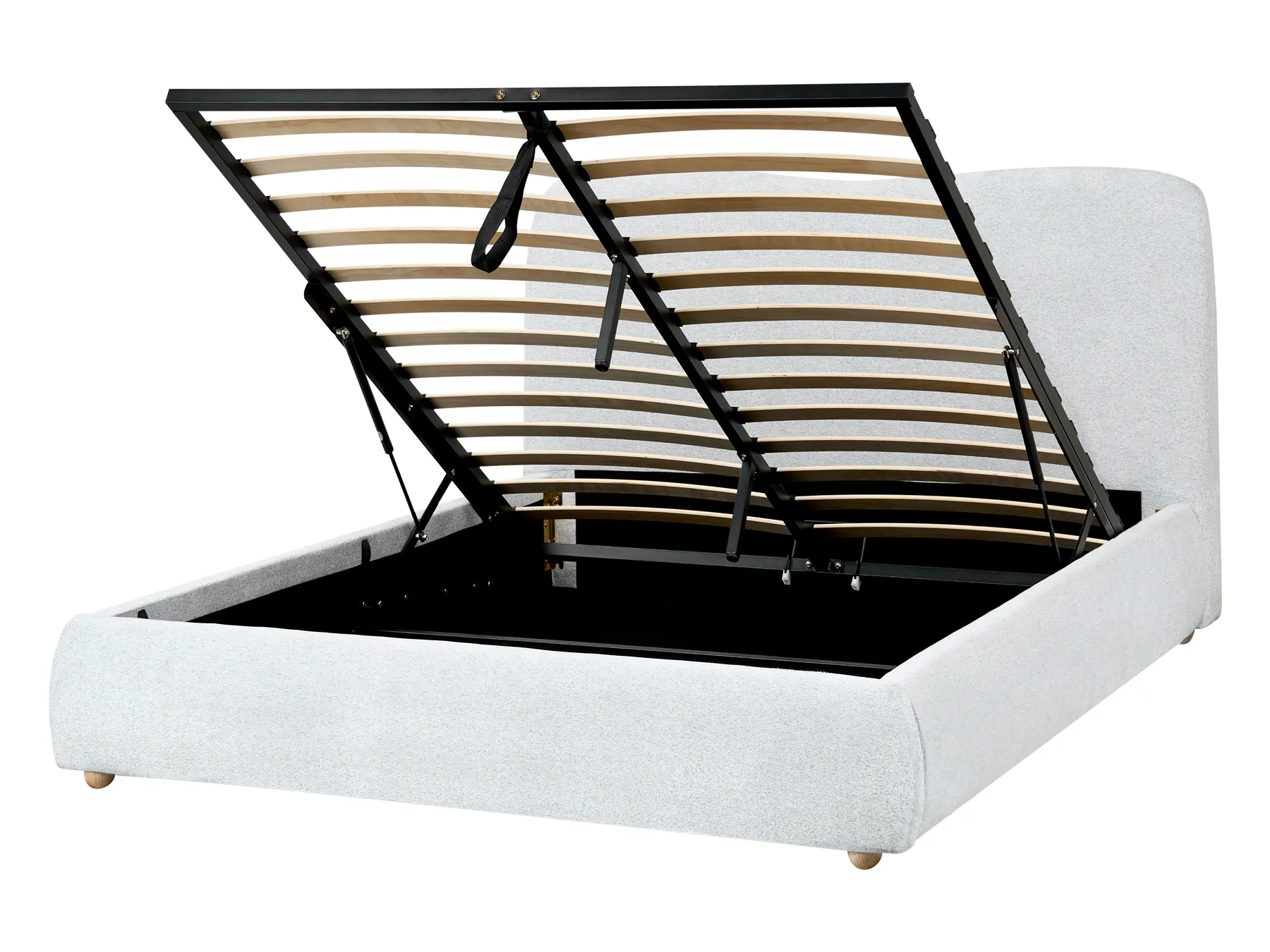 Ottoman Bed BLAGNAC Fabric Light Grey 140 x 200 cm (EU Double)_1009315