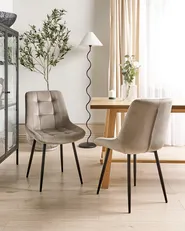 Set of 2 Dining Chairs MELROSE Velvet Taupe_885797