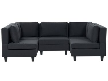 Ötszemélyes kombinálható fekete kárpitozott kanapé UNSTAD