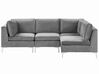 Left Hand 4 Seater Modular Velvet Corner Sofa Grey EVJA_788978