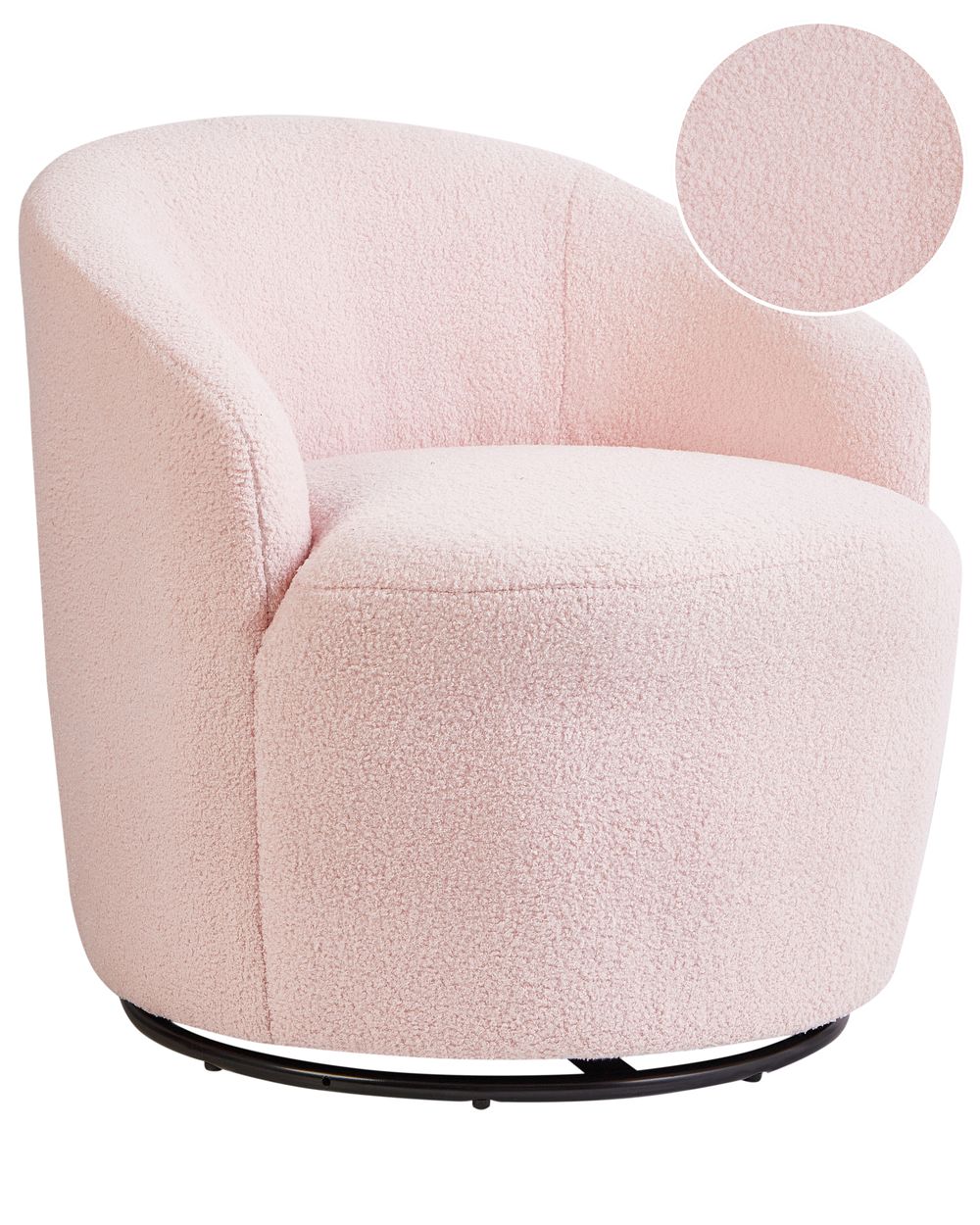Draaifauteuil DAVIK Bouclé Pastelroze