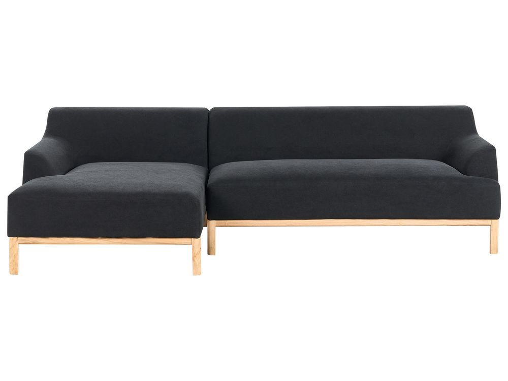 Corner Sofa 3 Seater SOSJO Fabric Black Right Hand