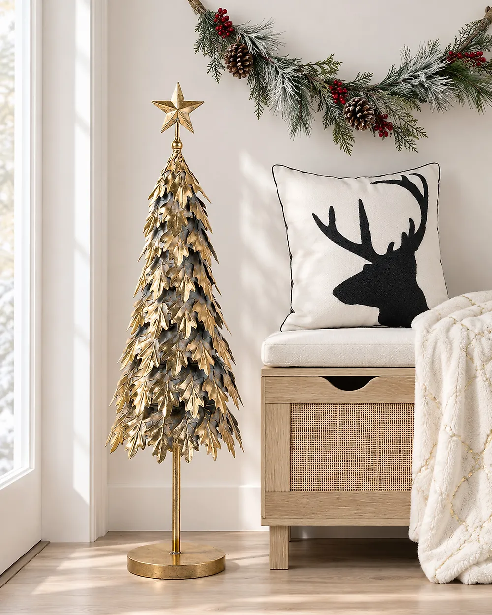 Décoration de Noël KOUVOLA 88 cm Arbre de Noël Doré_1173511