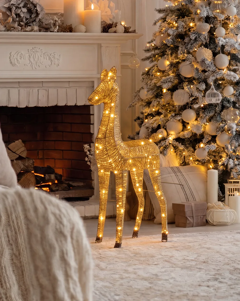 Christmas Decoration LED AKUREYRI 110 cm Reindeer Gold_1144463