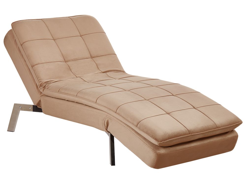 Chaiselongue LOIRET Samtstoff Hellbraun