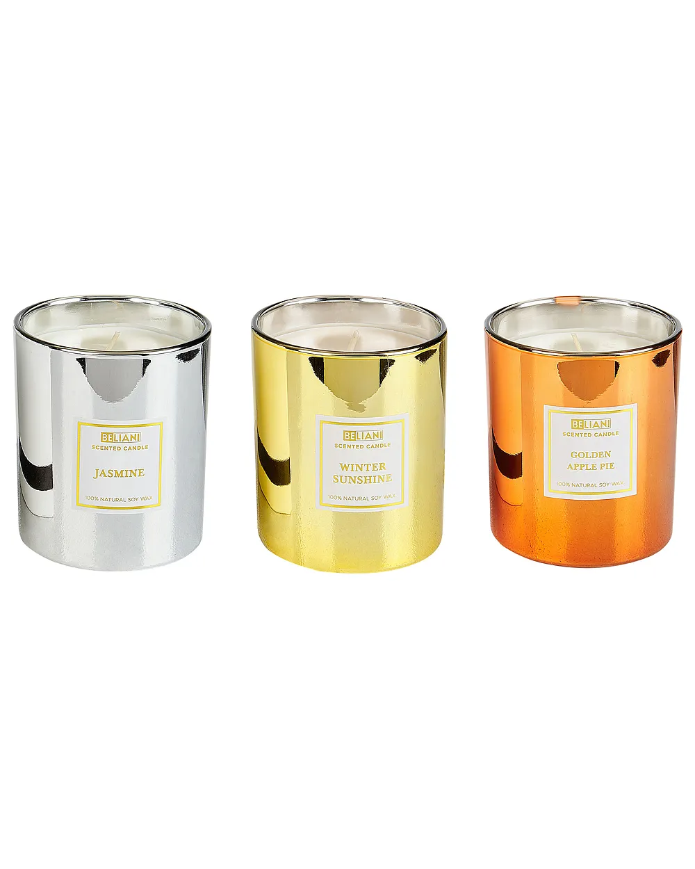 Conjunto de 3 velas aromáticas METALLIC GLAMOUR 9 cm Multicolor