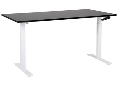 Fekete és fehér manuálisan állítható íróasztal 160 x 72 cm DESTINES