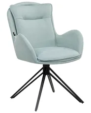 Set of 2 Dining Chairs Swivel AVELAR Fabric Light Blue_945015