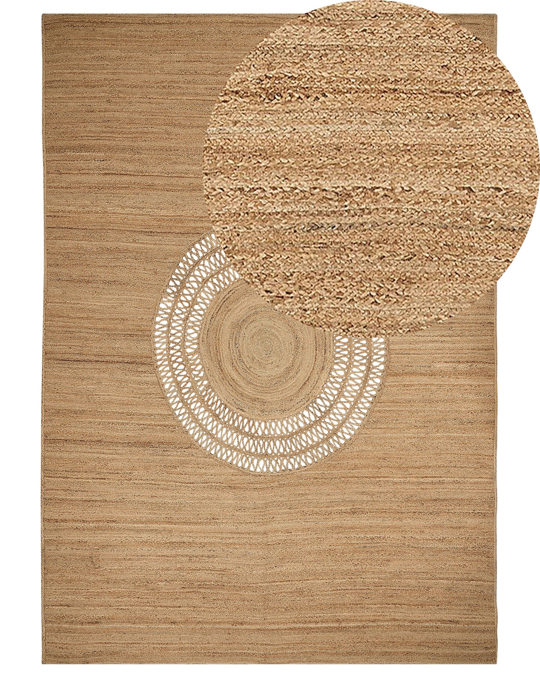Teppich Jute beige 160 x 230 cm geometrisches Muster Kurzflor BOGAZOREN_885161