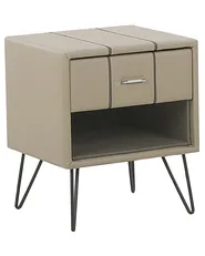 Comodino 1 cassetto BETIN Pelle sintetica Beige_788969
