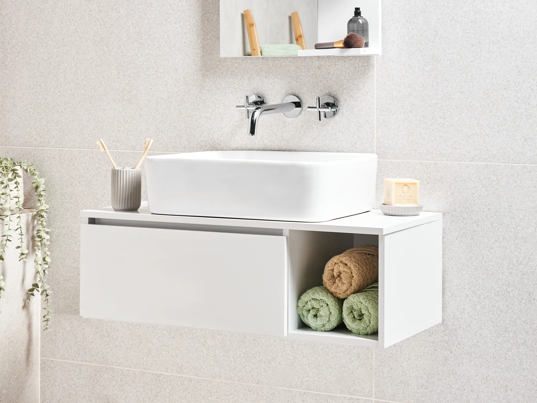 Wall Mounted Vanity Unit RUPANCO 80 cm White_1051477