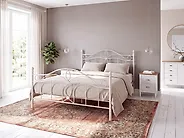 Bed Metal ANTLIA 140 x 200 cm (EU Double) Light Beige_1165273