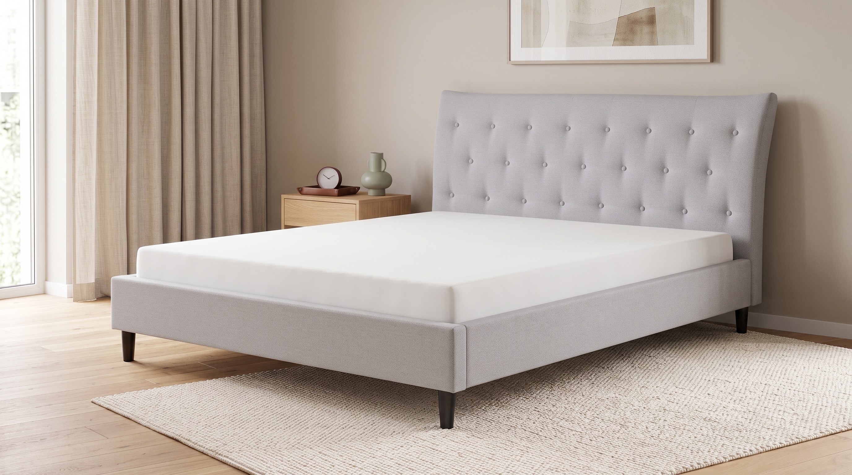 Bett mit Lattenrost Stoff SAVERNE 160 x 200 cm Hellgrau_1182304