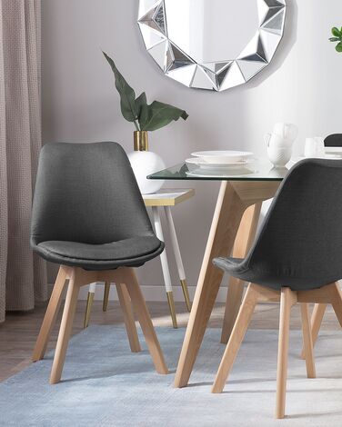 Set of 2 Fabric Dining Chairs Dark Grey DAKOTA II