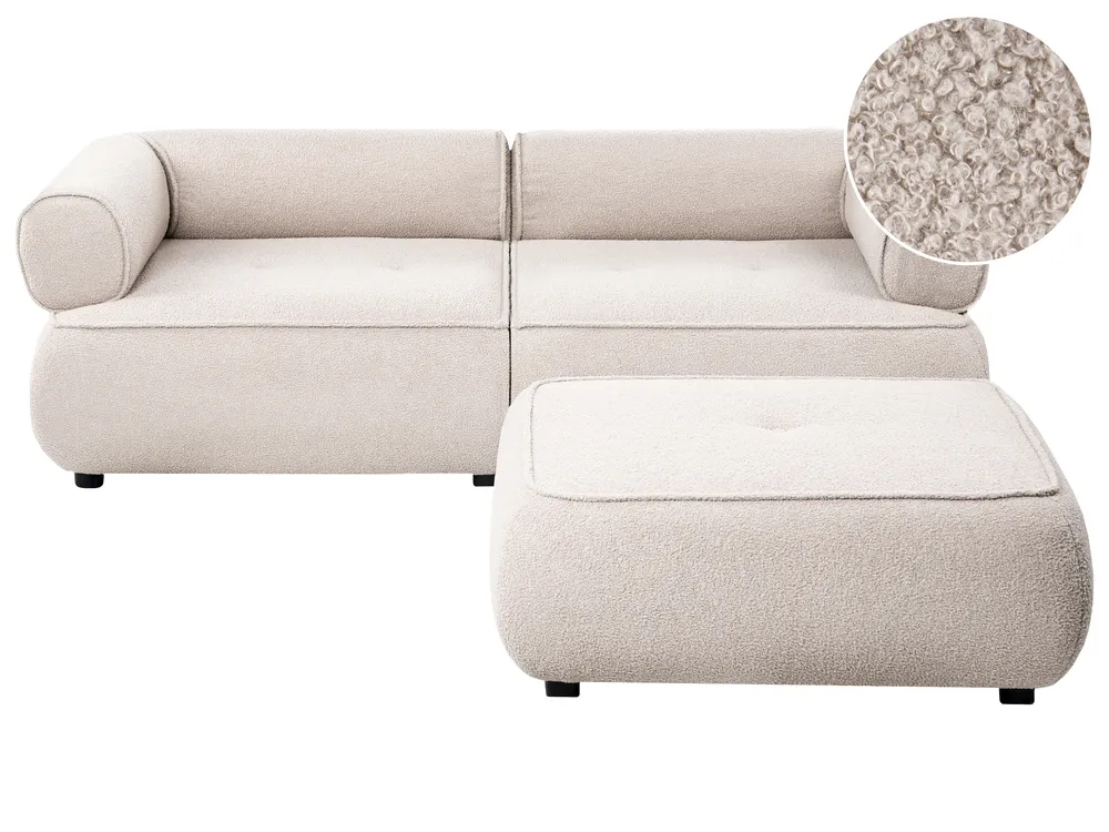 Sofa dla 3 osób SALLA z otomaną Boucle Beżowy