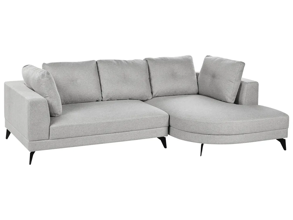 Corner Sofa 3 Seater YURI Faux Linen Grey Left Hand_1021555