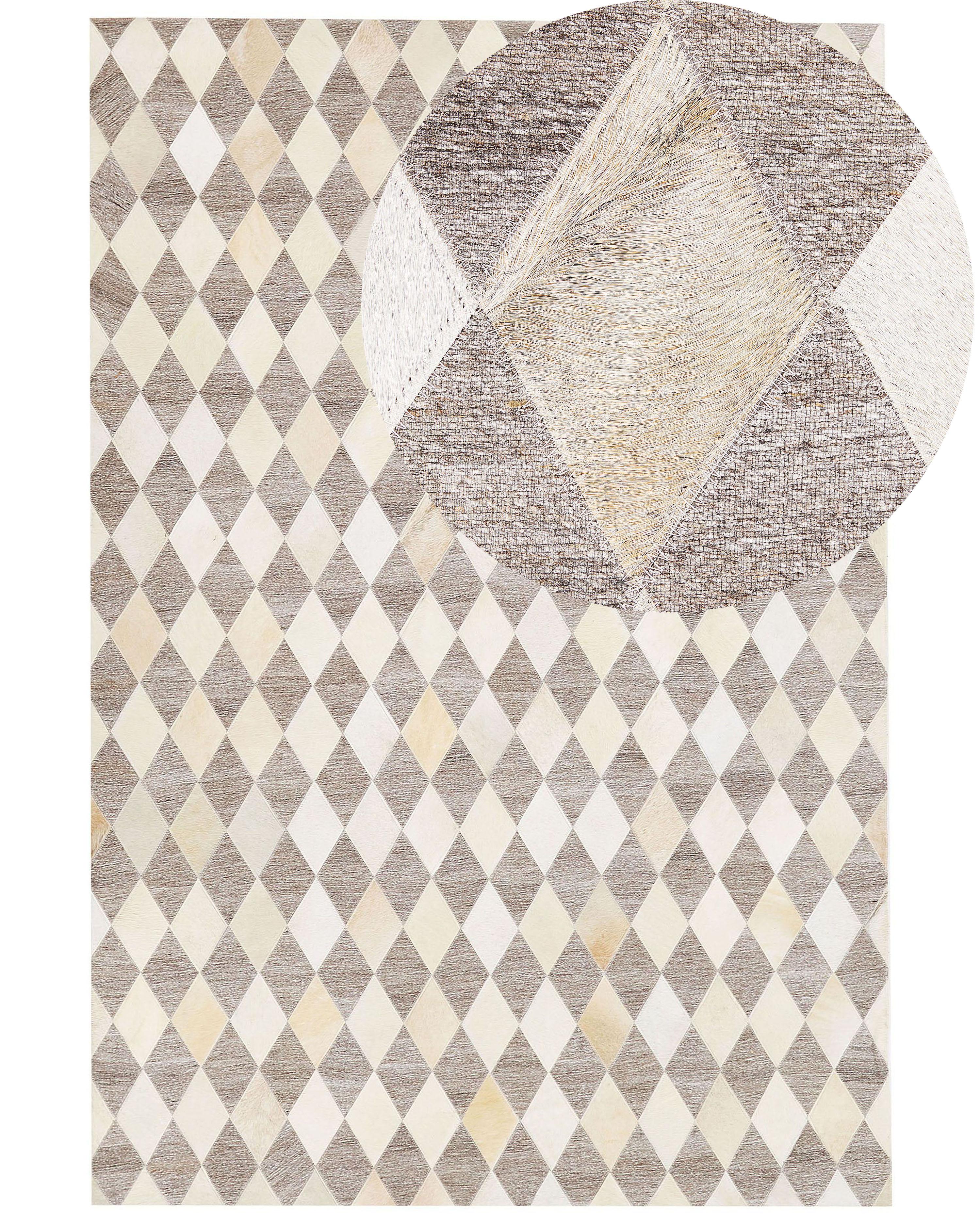 Cowhide Area Rug 140 x 200 cm Beige and Brown SESLICE _780546