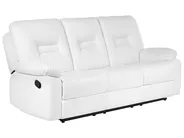 Canapea cu recliner manual cu 3 locuri BERGEN Piele ecologică Alb_681559