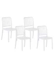 Set of 4 Garden Chairs SERSALE Synthetic Material White_820157