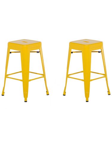 Sada 2 oceľových barových stoličiek 60 cm žltá CABRILLO