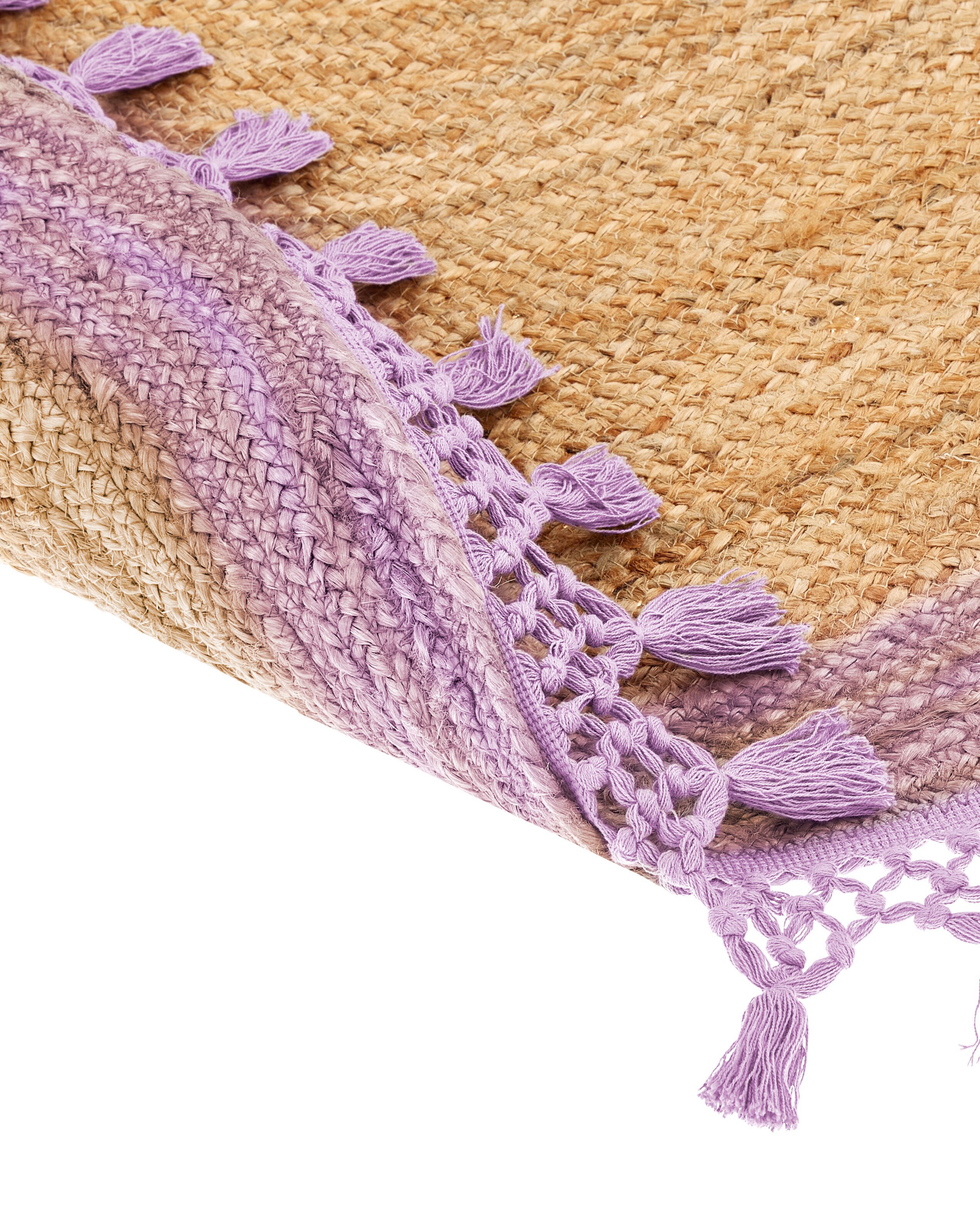 Rug MARTS Purple ø 140 cm Jute | Beliani.co.uk