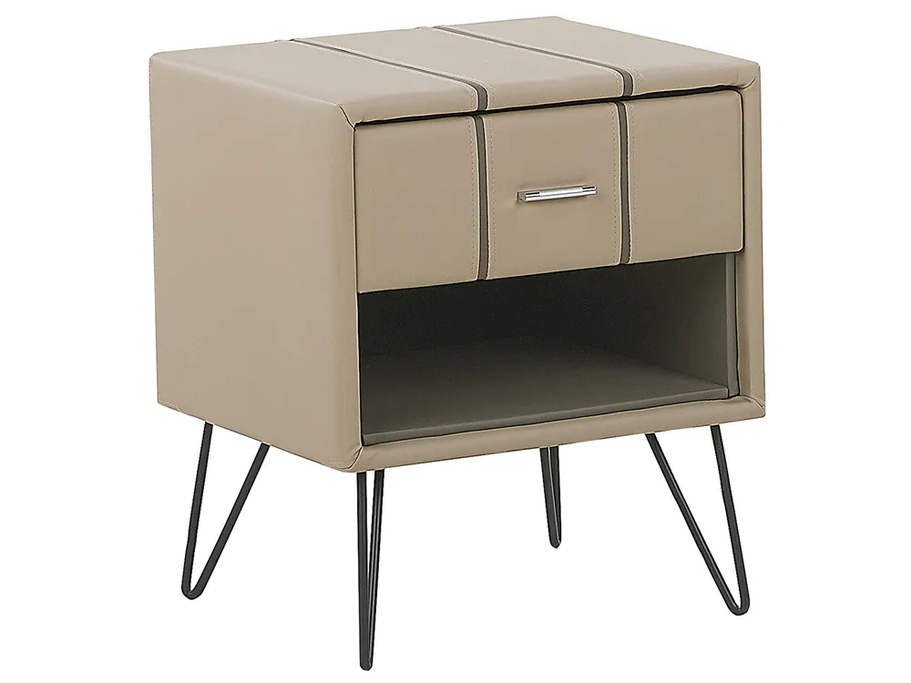 Bedroom Set Faux Leather BETIN 180 x 200 cm (EU Super King) Sand Beige_789121