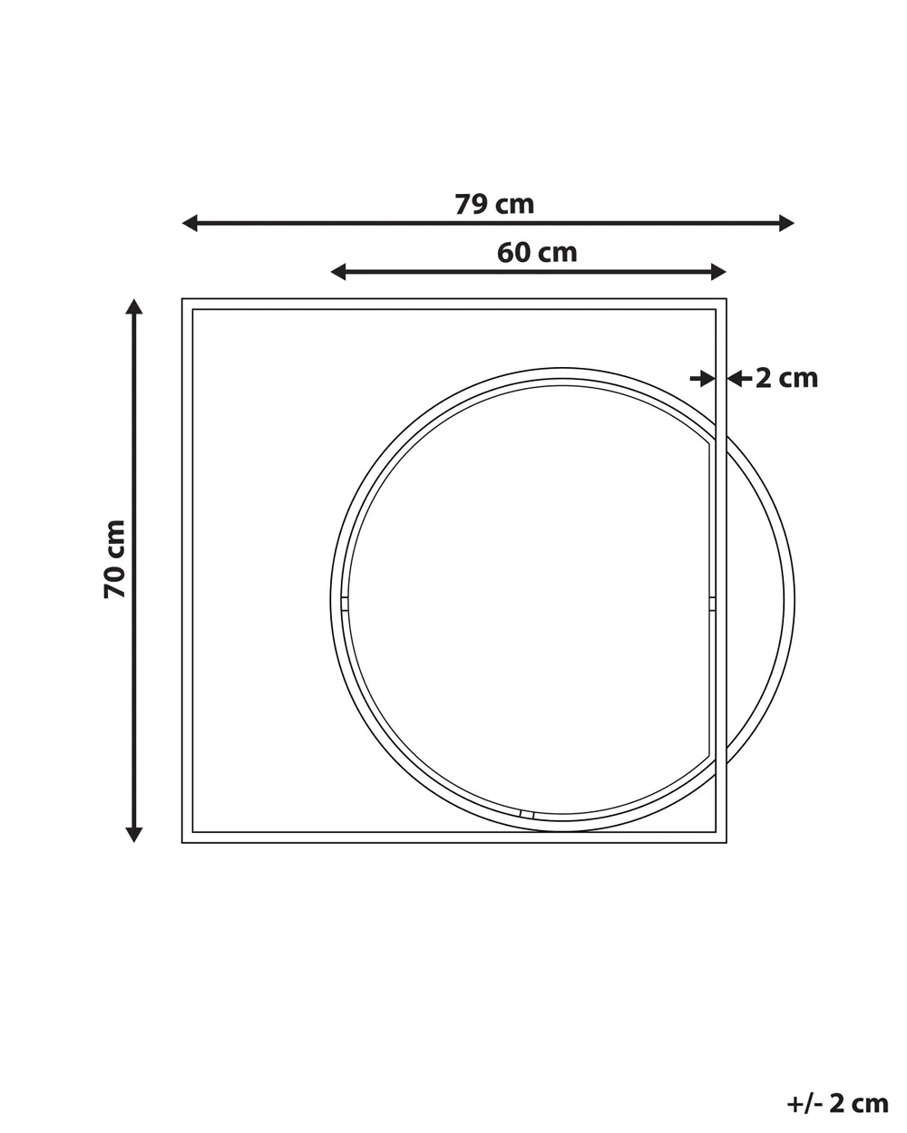 Wall Mirror AUXY 78 cm 70 cm Metal Black_915723