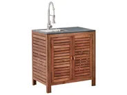 Outdoor Kitchen Cabinet with Sink BRUCOLI Brown/ Silver Acacia Wood_1002040