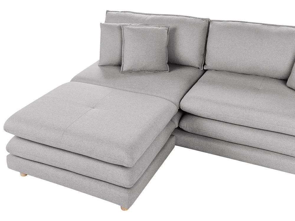 Sofa 2 Seater HEDEN with Ottoman Fabric Grey_950673