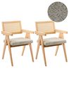 Set of 2 Dining Chairs AVA Wood Light Brown/ Taupe