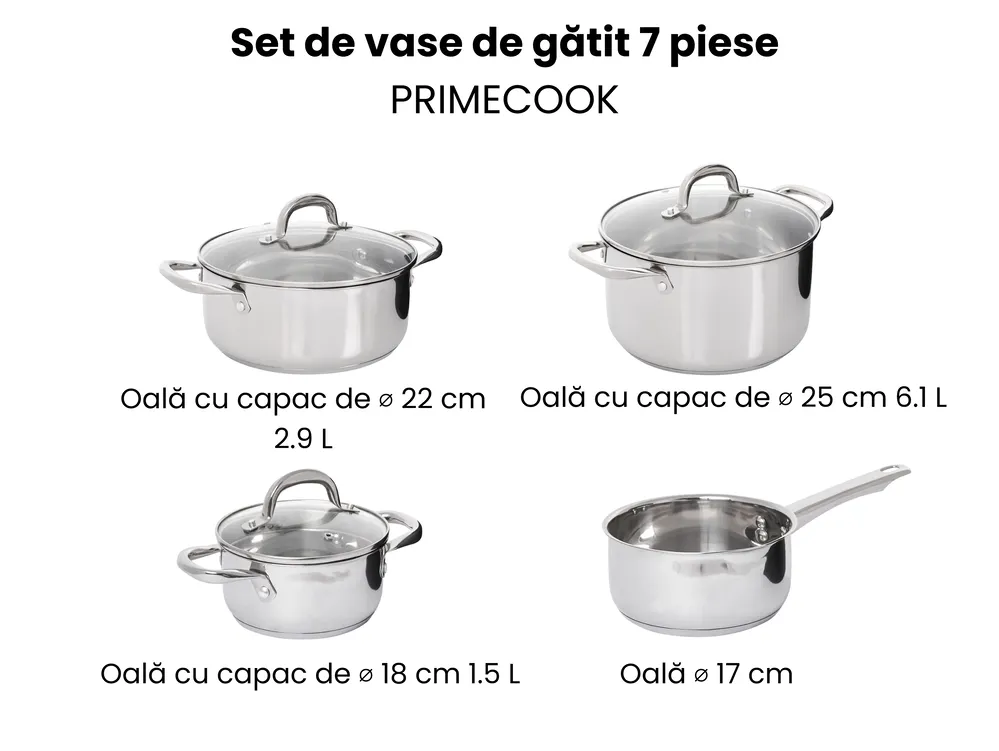 Set de 7 oale PRIMECOOK Oțel inoxidabil Argintiu_1051152