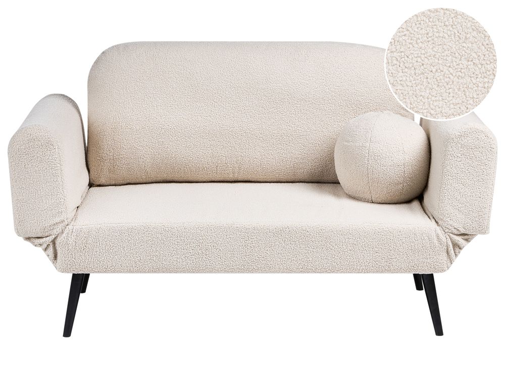 Sofa rozkładana dla 2 osób DOROTEA Boucle Złamana biel