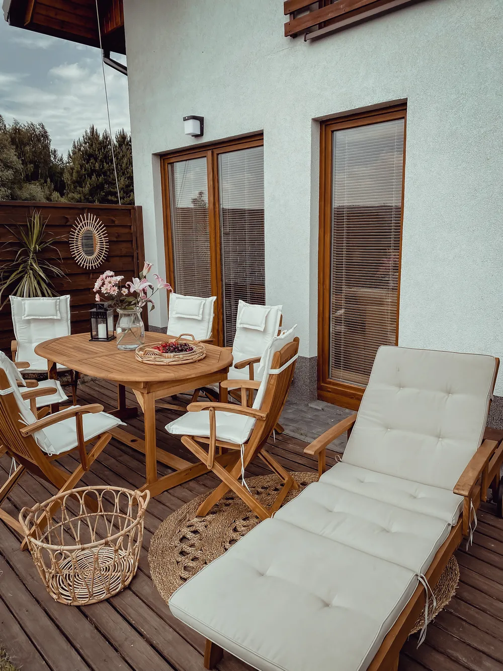 Garden Dining Set 8 Seater MAUI with Cushions Acacia Wood Off-White_775363